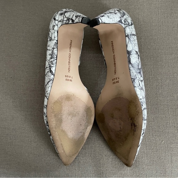 French Connection Kandy Heels Black White Marble D’Orsay Pumps Women’s Size 7.5 - Picture 5 of 9